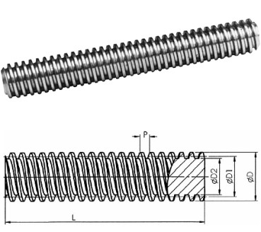 Trapezgewindespindel rostfrei 1000mm -0/+70mm, Links RATS-Tr 16x2-LH (Reststücke)